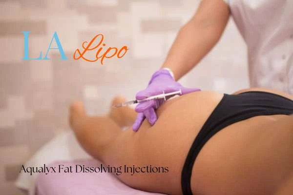 Woman having fat dissolving injections Isle of Isla on thighs