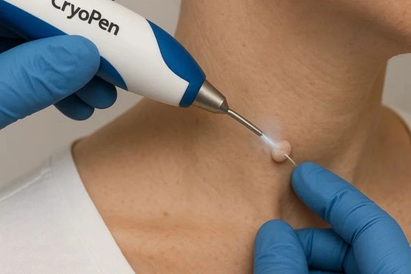 Person receiving Cryotherapy skin tag removal Isle of Isla