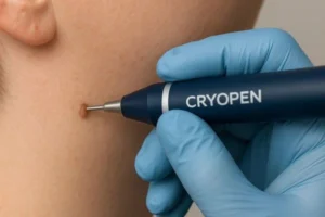 Person receiving skin tag removal Isle of Isla
